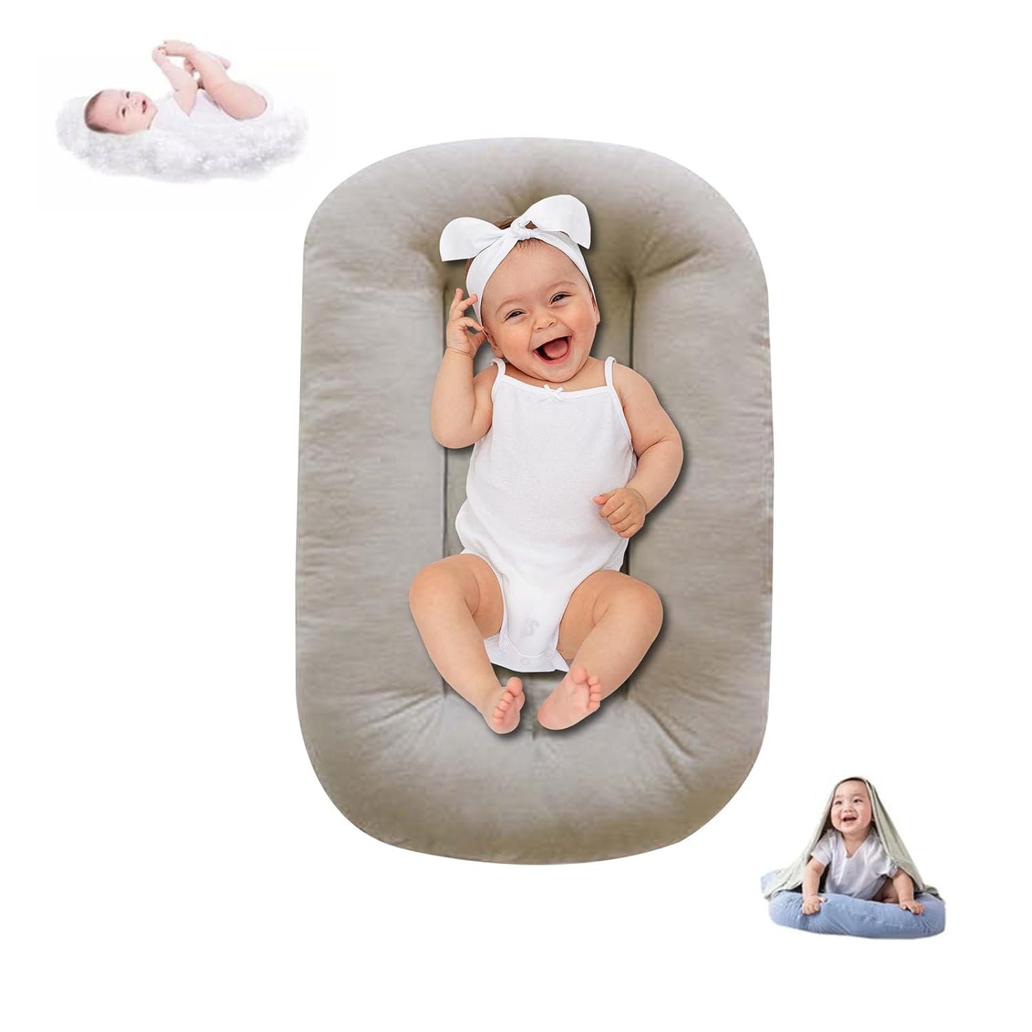 Baby Lounger for Infants Babies 0-12 Months, Bionic Organic Lounger, Soft Cotton Breathable Infant Floor Seats & Loungers for Newborn Baby Shower Gifts
