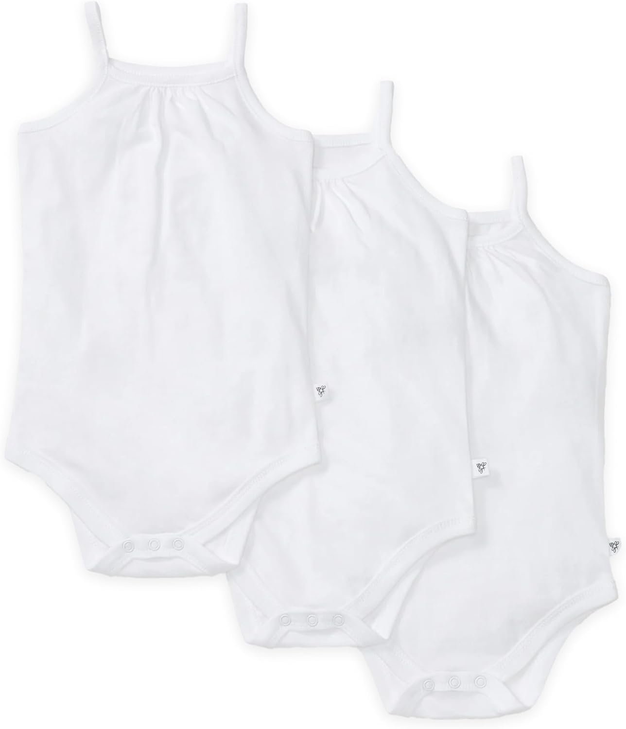 Burt’s Bees Baby Girls’ One-Piece Organic Cotton Camisole Bodysuits, 3-Pack