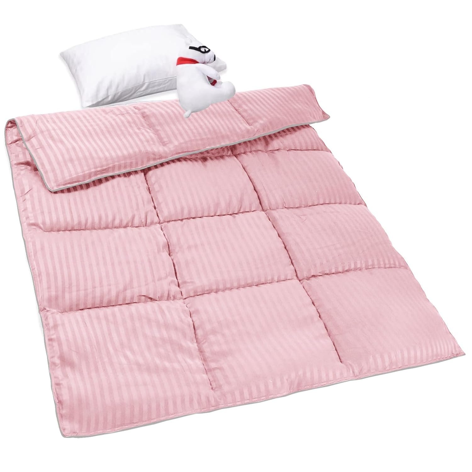 ZPECC Toddler Down Alternative Comforter, 39×47 Hypoallergenic Baby Blanket Quilt, Soft Breathable Lightweight All Season Kids Duvet Insert for Crib Stroller Cot Daycare, Pink Stripe