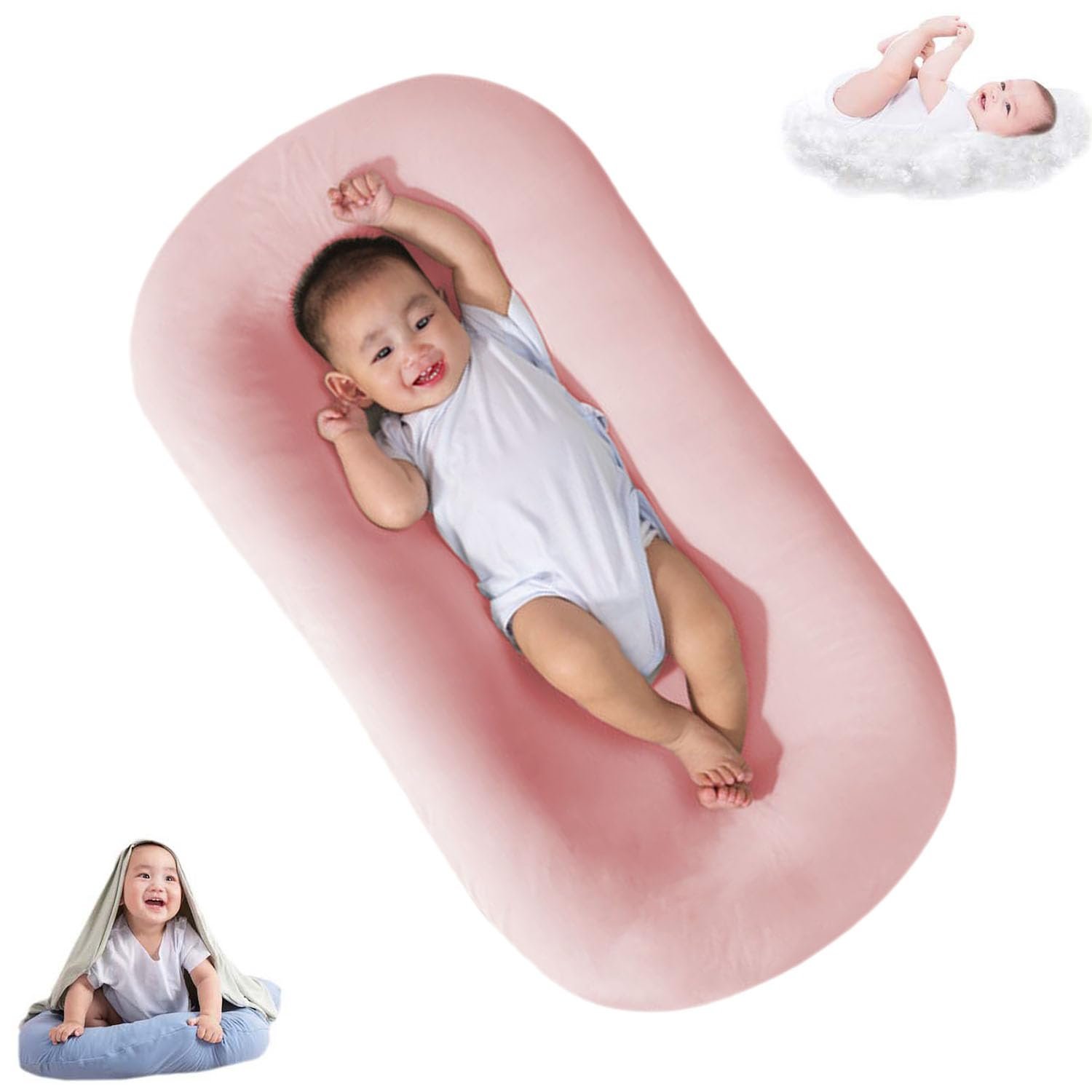 Baby Lounger, Infant Lounger, Baby Lounger for Newborn, Soft Breathable Newborn Lounger for Play & Activity (Pink)