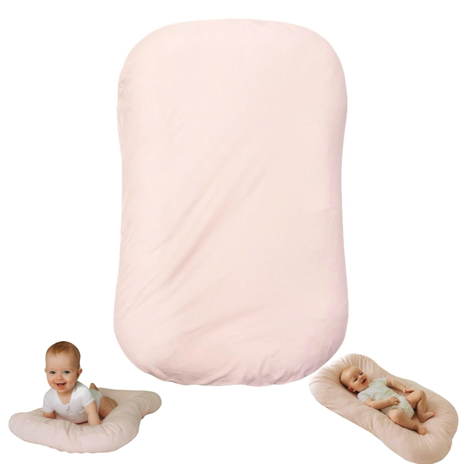 Aila + Aiden Baby Lounger | Organic Cotton Infant Lounger | Adjustable & Portable Floor Lounger | Supervised Use | Soft, Breathable, Washable Cover – Snuggle Collection – (Pink)