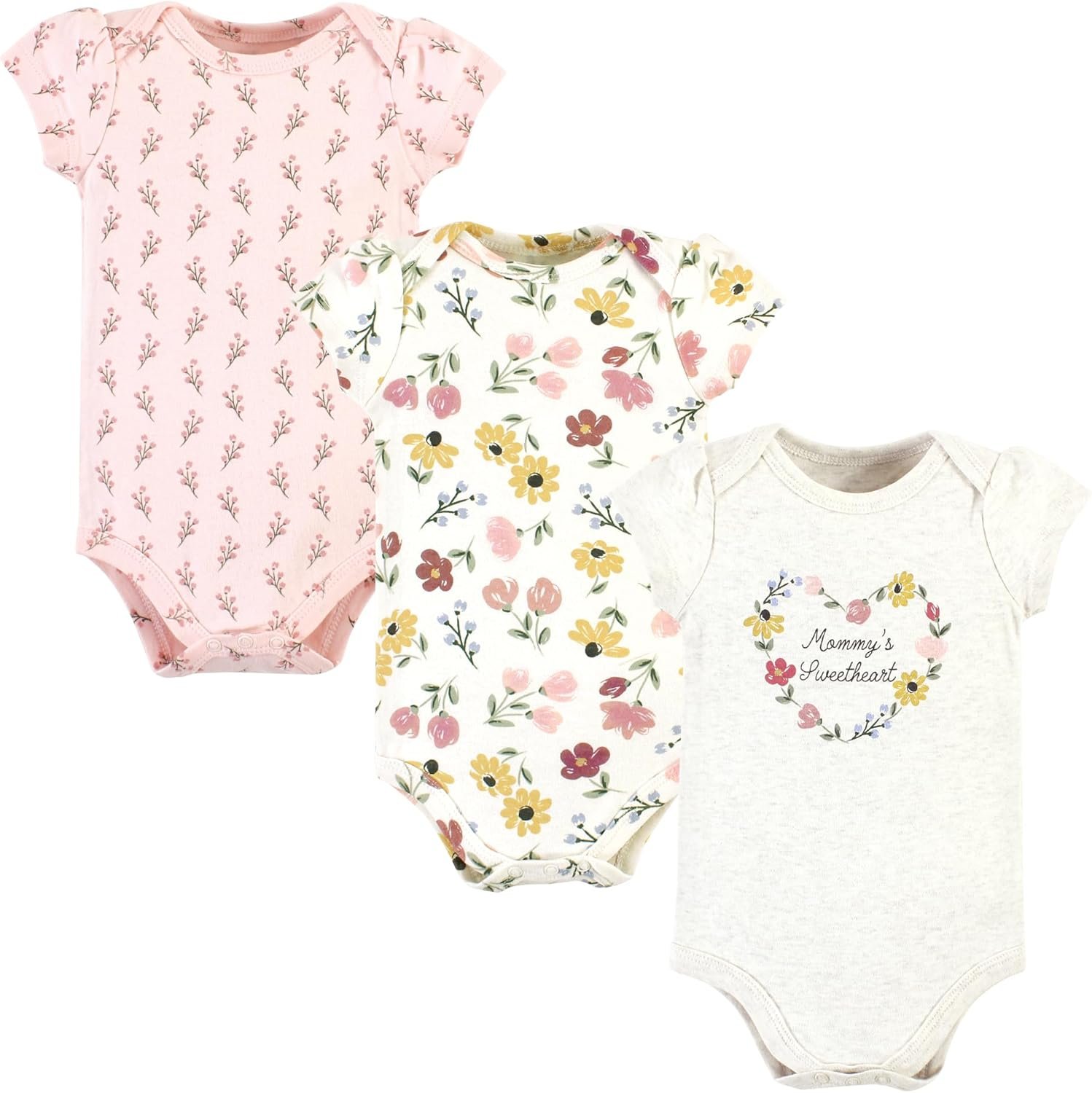 Hudson Baby baby-girls Cotton Bodysuits 3-pack
