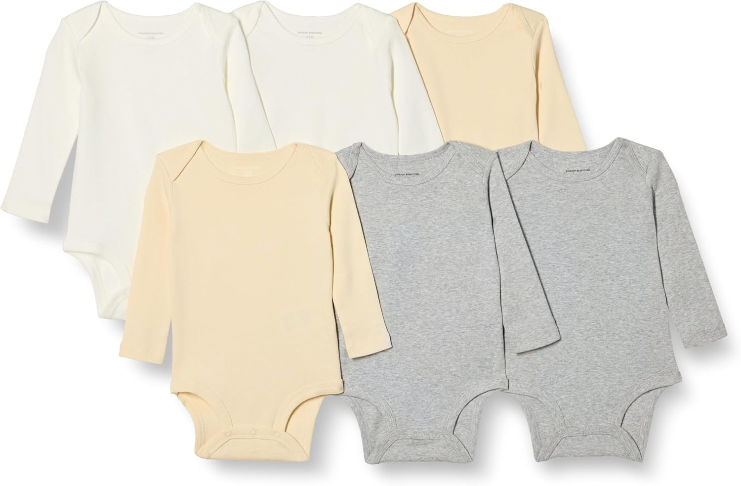 Amazon Essentials Unisex Babies’ Long-Sleeve Bodysuits, Pack of 6