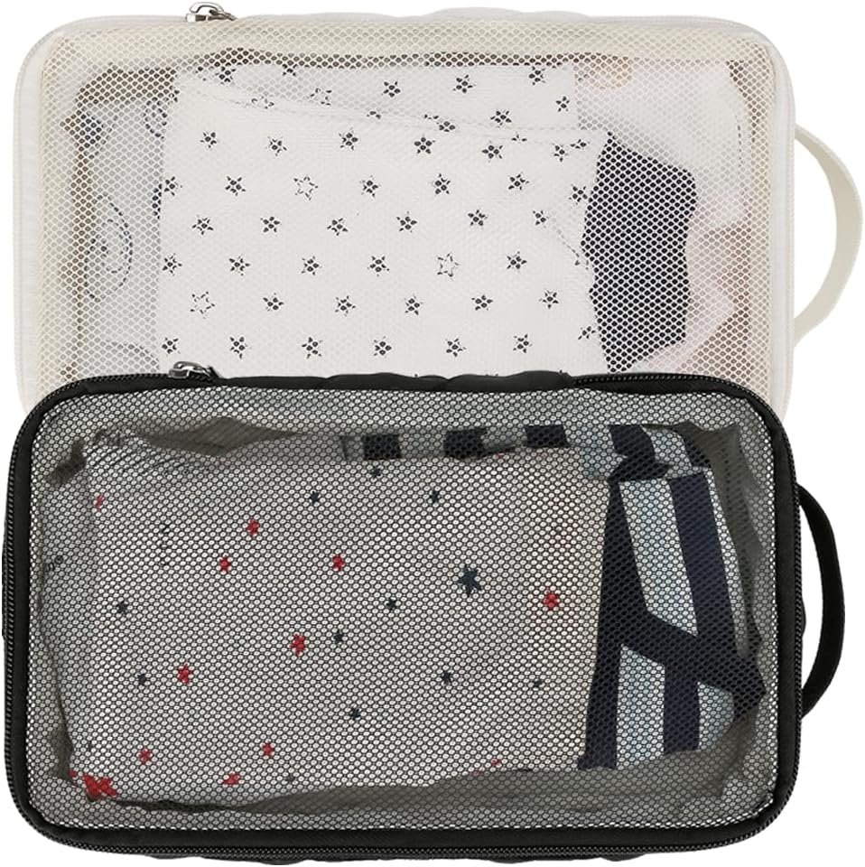 Baby Diaper Bag Organizer Pouches – 2 Pack Waterproof Pod Hanging Diaper Bag Mesh Bag Reusable, Washable or Baby Cloth Diapers (Black&White)