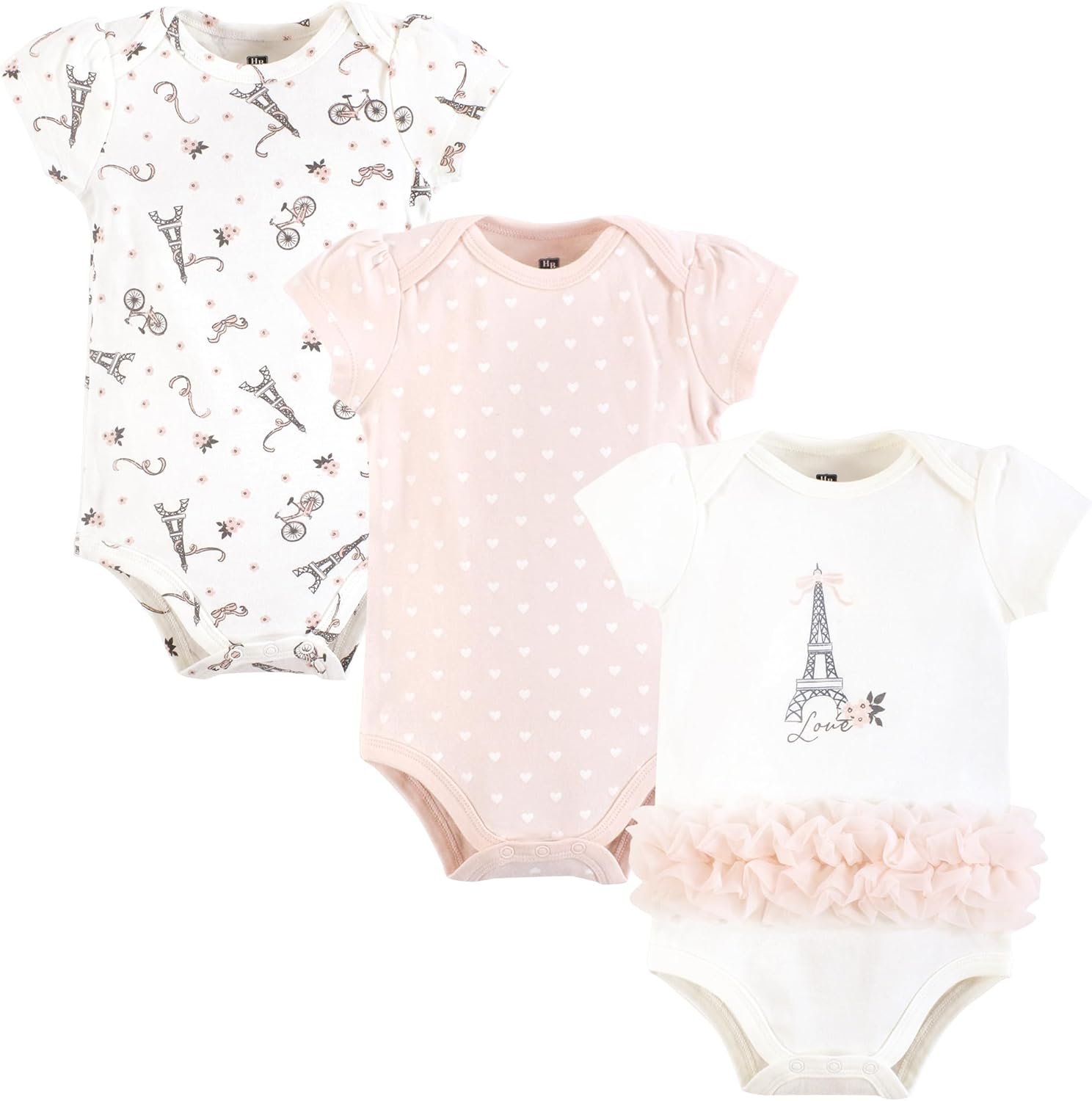 Hudson Baby baby-girls Cotton Bodysuits 3-pack