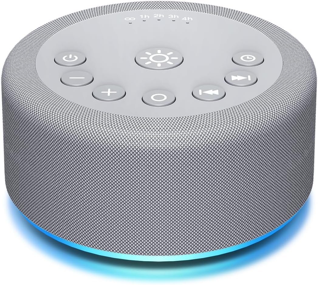 Sound Machine Night Light White Noise Brown Noise Machine 30 Non Looping Sounds 12 Lights 5 Timers 36 Adjustable Volume Memory Function Sleep Sounds Machine for Baby Kids Adult & Home Office Travel