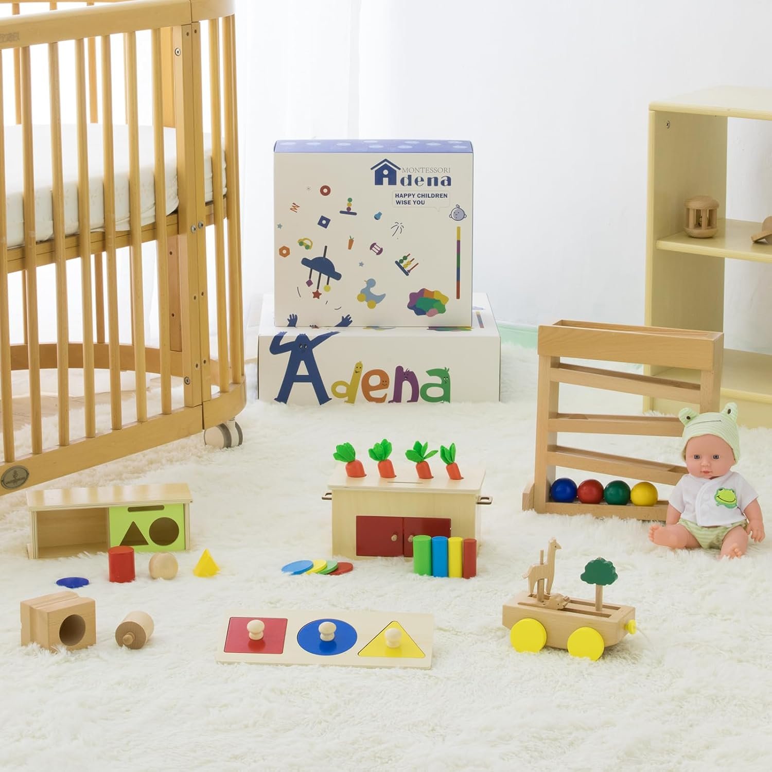 Adena Montessori Play Kit for 11-12 Months Baby Sensory Play Toys for Babies Fine Motor Skill Toys for Toddlers, Medium