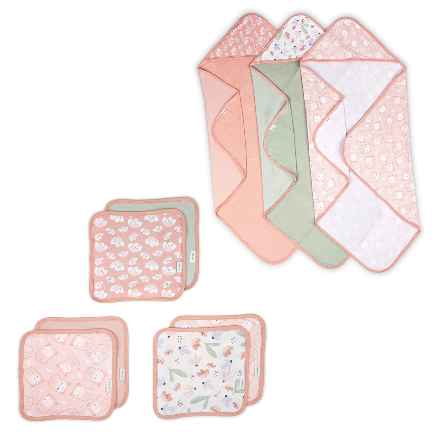 Ingenuity Clean & Cuddly 3-Pack Hooded Bath Towels – Edi & Clean & Cuddly 6-Pack Terry Washcloth Set – Edi