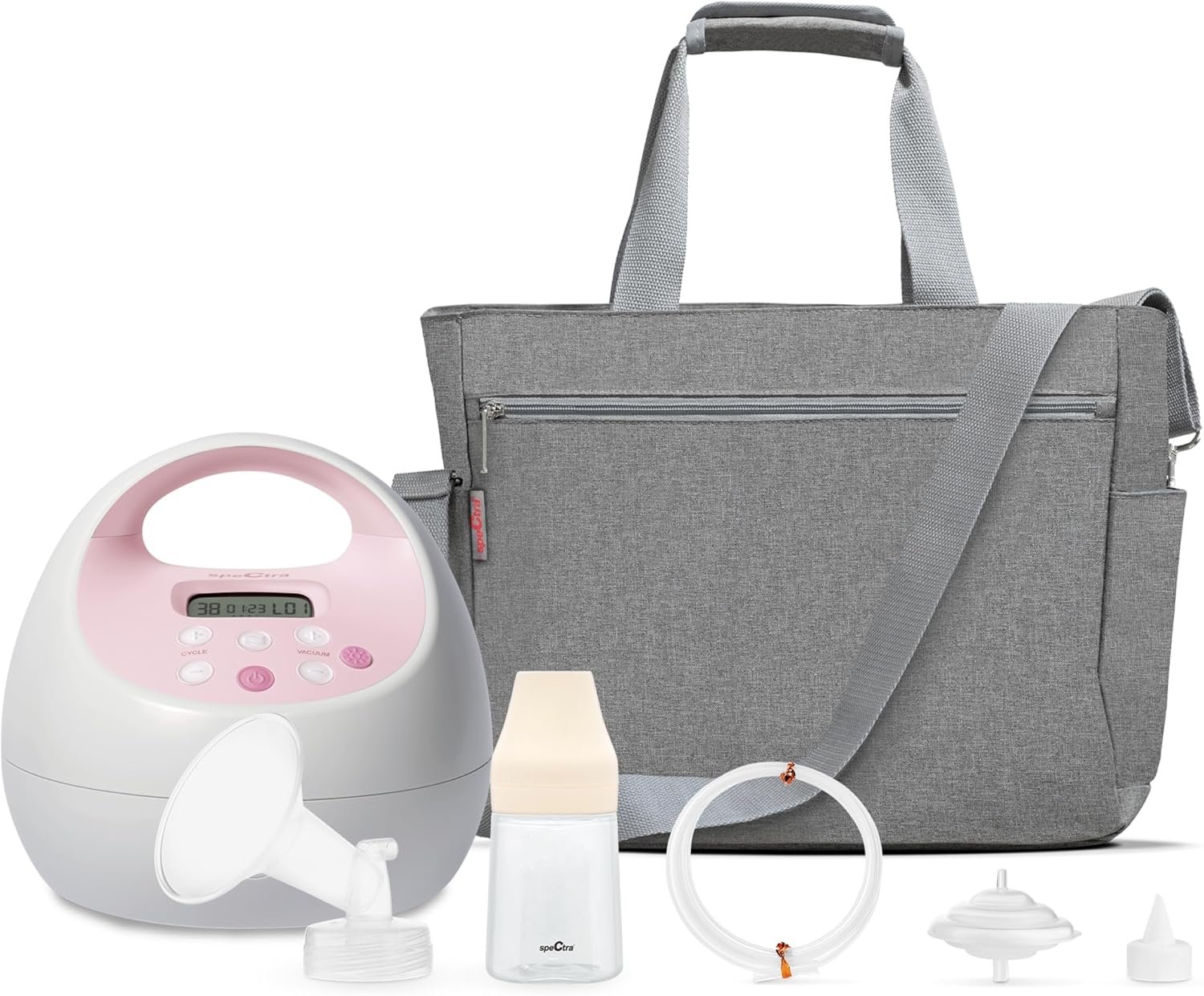 Spectra Baby S2 Plus Premier Electric Breast Pump with Grey Tote Premium Accessory Kit – 28 mm