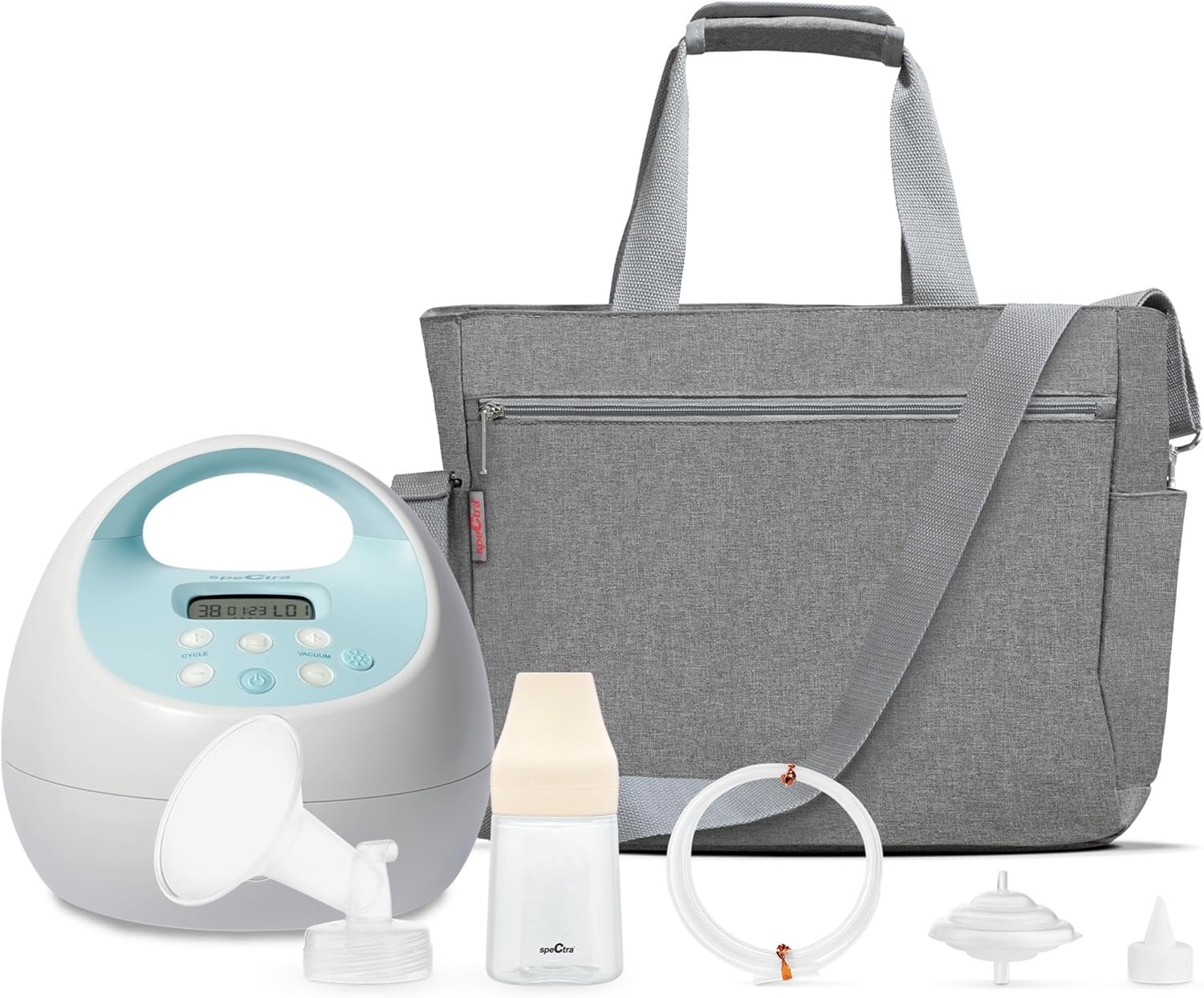 Spectra Baby S1 Plus Premier Rechargeable Breast Pump with Grey Tote Premium Accessory Kit – 28 mm