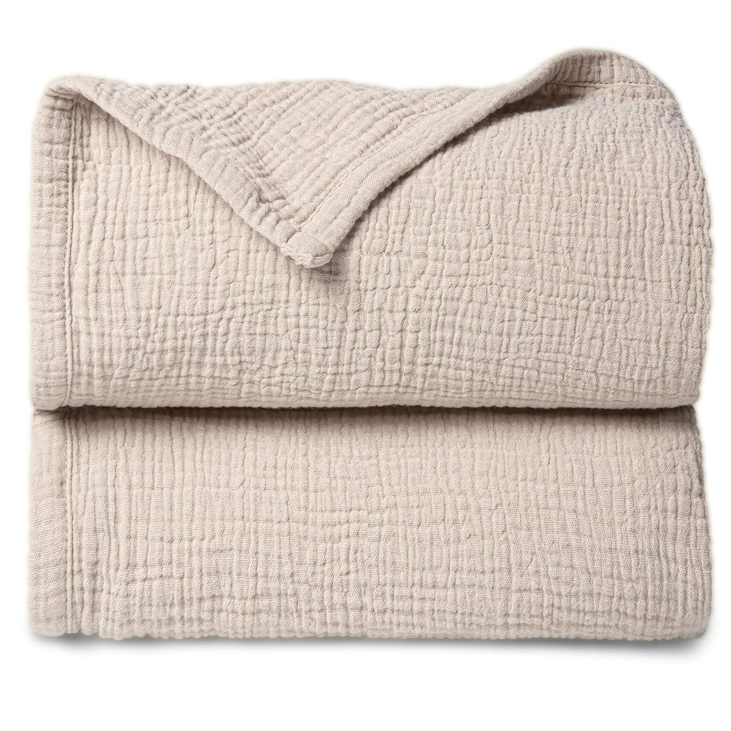 lulumoon Muslin Quilt Blanket, Crib Blanket for Baby and Toddler,47×47 Inches(Ivory)