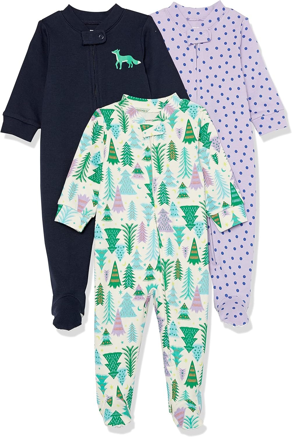 Amazon Essentials Unisex Toddlers and Babies’ Cotton Snug-Fit Footed Sleeper Pajamas, Multipacks