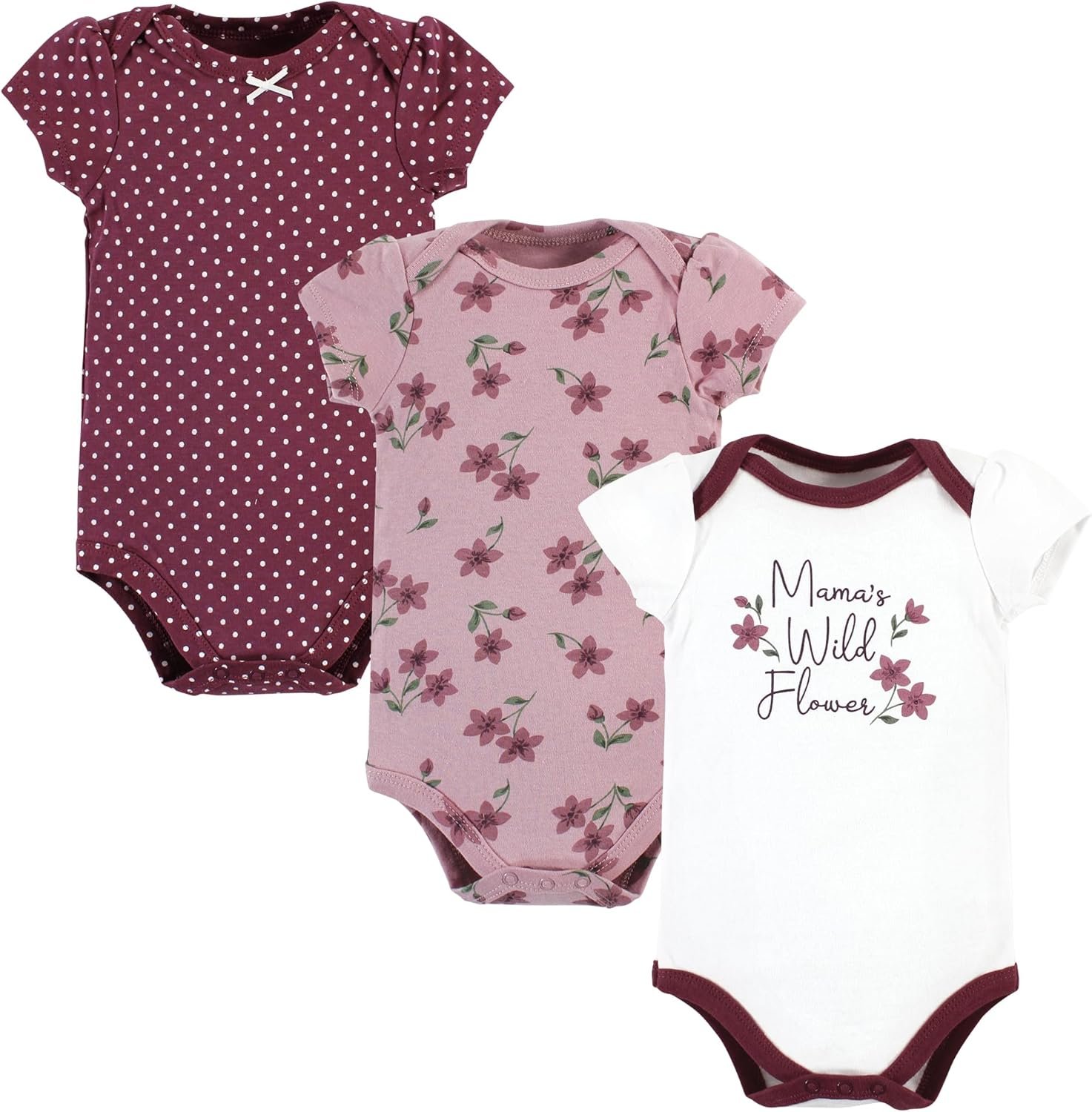 Hudson Baby baby-girls Cotton Bodysuits 3-pack