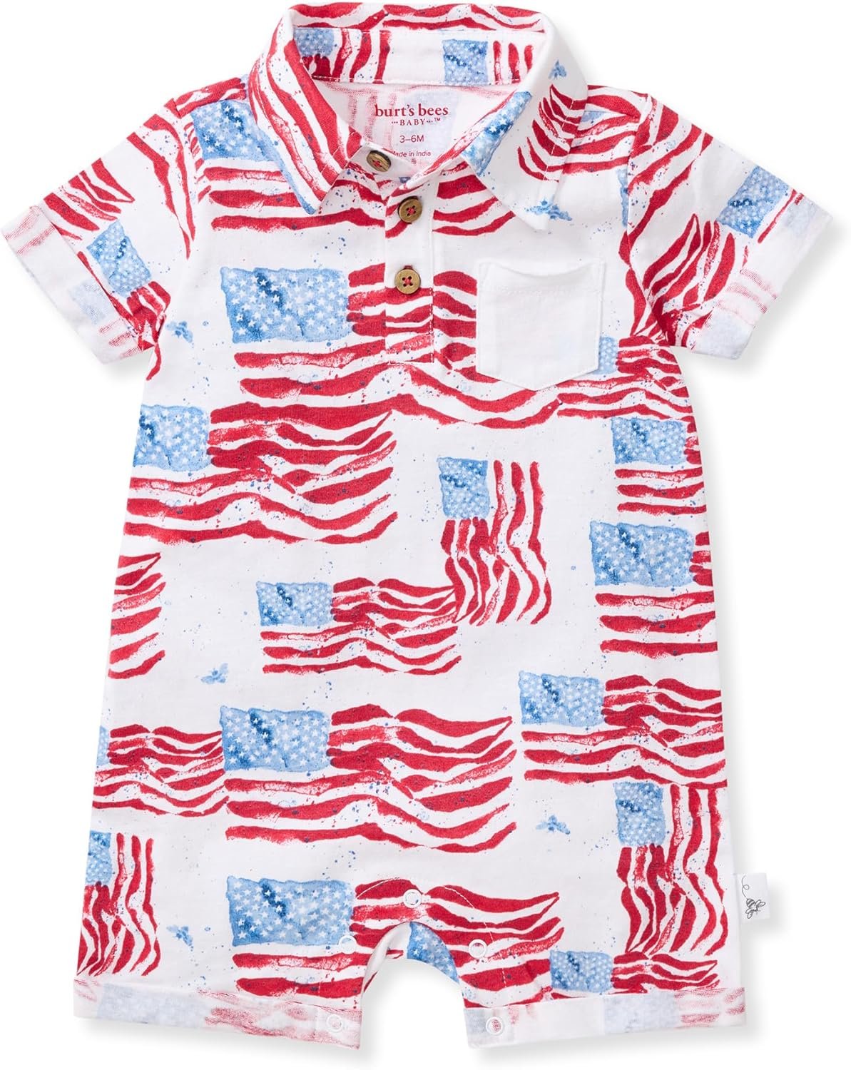 Burt’s Bees Baby Baby Boys Polo Rompers, 100% Organic Cotton One-piece Coverall and Layette Set