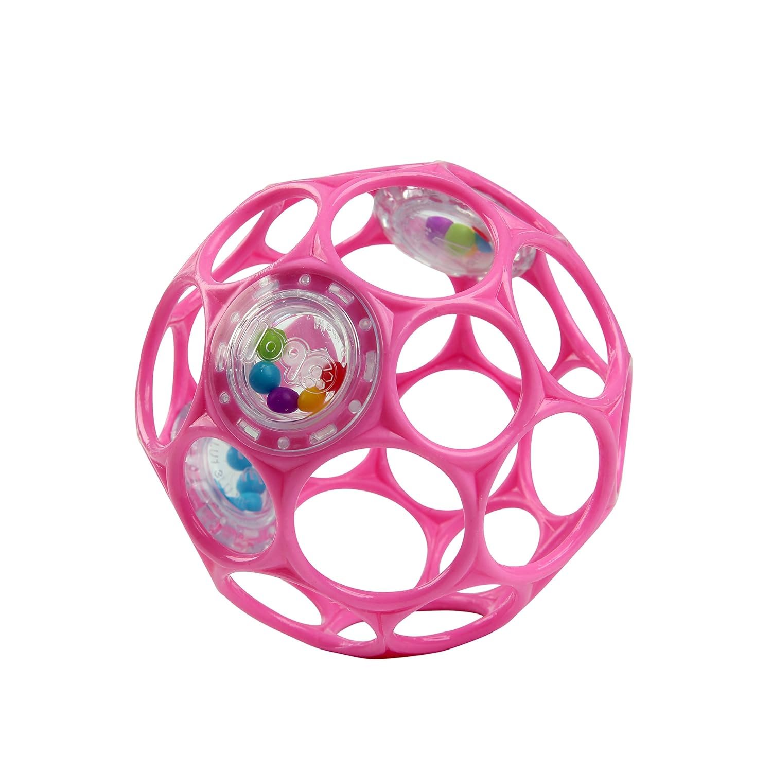 Bright Starts Oball Rattle Easy-Grasp Toy – Pink, Ages Newborn – 1 Count (Pack of 1)