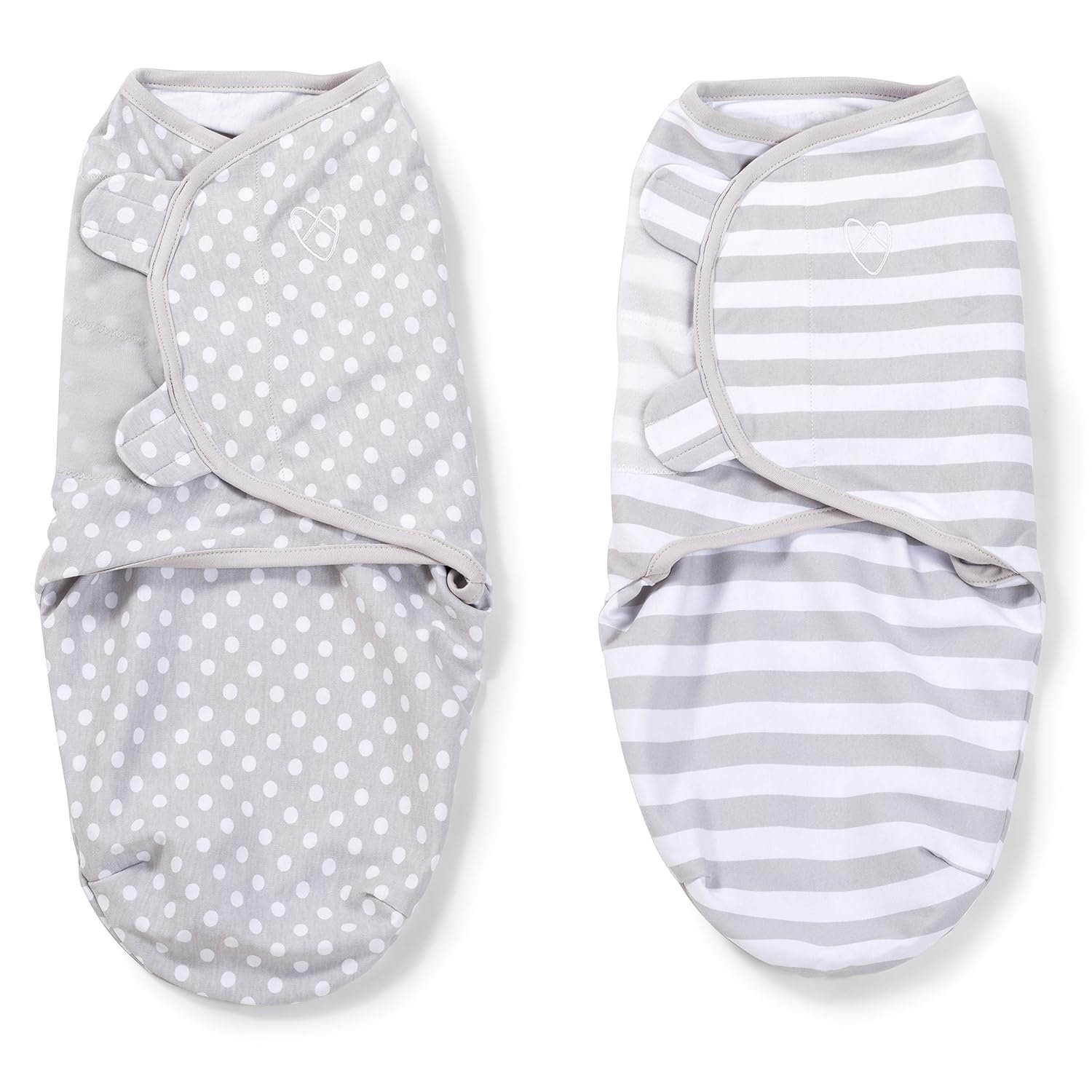 SwaddleMe Original Swaddle – Size Small, 0-3 Months, 2-Pack (Grey Dot Stripe)